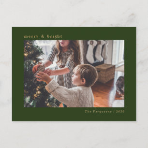 Modern Minimal Green Christmas Holiday Photo Card