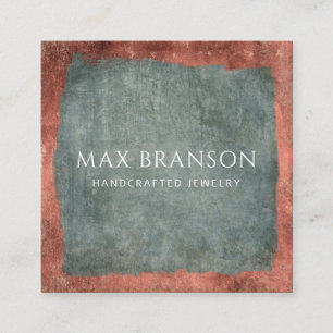 Modern Minimal Green Copper Jewellery Designer  Square Business Card