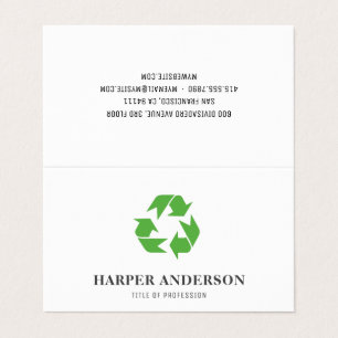 Modern Minimal Green Eco Recycling Professional Business Card