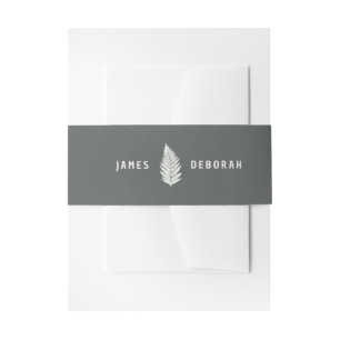 Modern Minimal Green Fern Woodland Names Wedding Invitation Belly Band