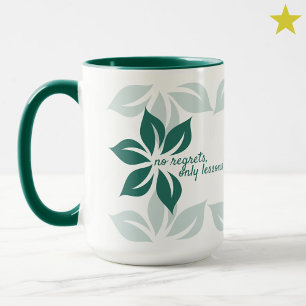 Modern Minimal Green Flowers Self Love Phrase Mug