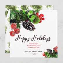 Modern Minimal Green Foliage Holiday Elegant