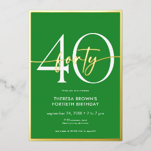 Modern Minimal Green Forty Script Birthday