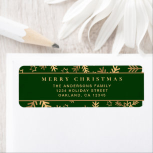 Modern Minimal Green Gold Christmas Snowflakes