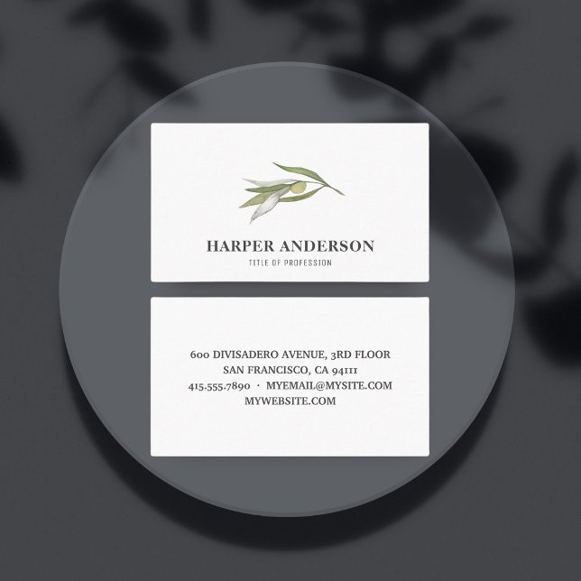 Modern Minimal Green Olive Tree Professional Busin Business Card (Creator Uploaded)