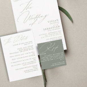Modern Minimal Green Sage RSVP QR Code Card
