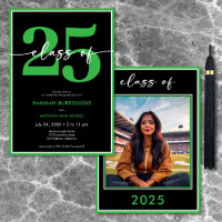 Modern Minimal Green Script Graduation Party