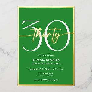 Modern Minimal Green Thirty Script Birthday
