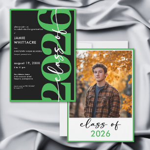 Modern Minimal Green Typography Graduation Party Invitation