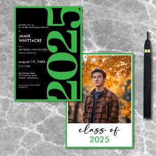 Modern Minimal Green Typography Graduation Party Invitation