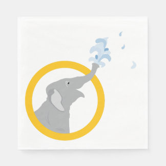 Modern Minimal Grey Elephant Baby Shower Birthday Napkin