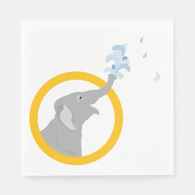 Modern Minimal Grey Elephant Baby Shower Birthday Napkin (Front)
