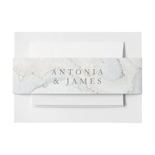 Modern minimal grey marble wedding invitation belly band
