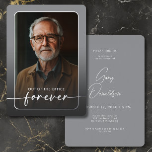 Modern Minimal Grey Photo Retirement Party