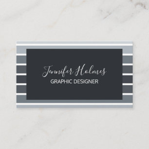 Modern Minimal Grey White Stripes Business Card