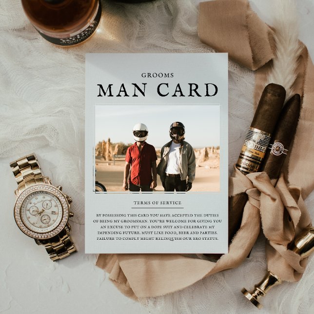 Modern Minimal Groomsman Photo Proposal Request Card (Creator Uploaded)