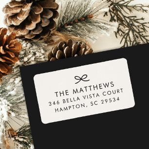 Modern Minimal Hand Drawn Bow Return Address Label