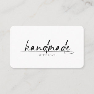 Modern Minimal Handmade With Love Script Logo Business Card