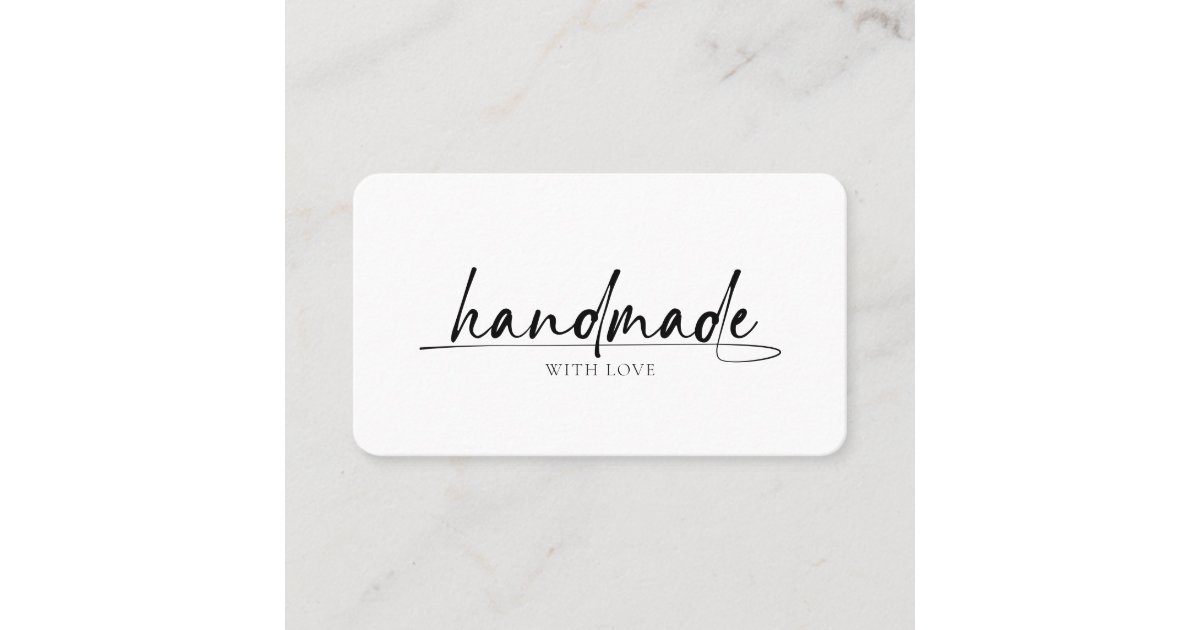 Modern Minimal Handmade With Love Script Logo Business Card | Zazzle