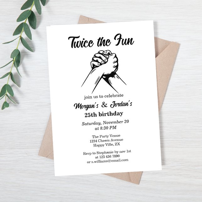 Modern Minimal Hands Grey Joint Birthday Invitation (Creator Uploaded)