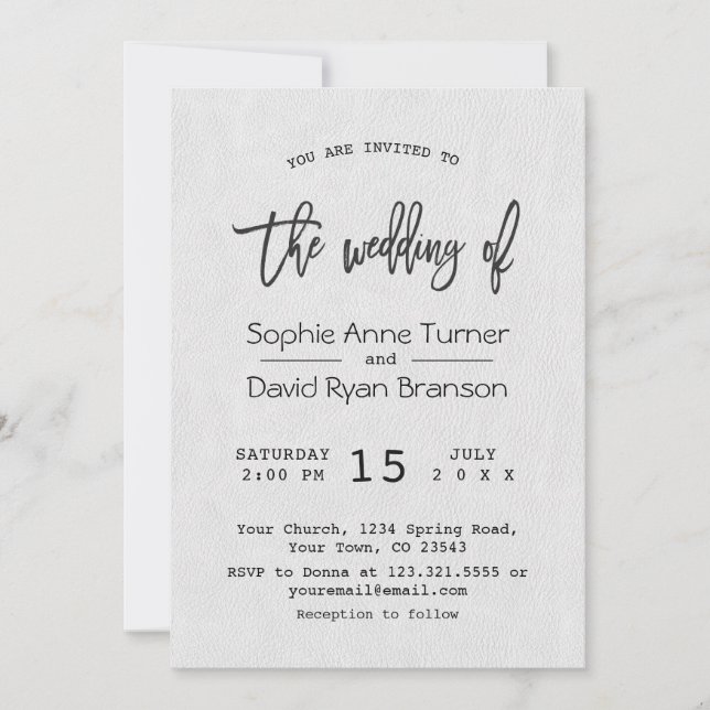 Modern Minimal Handwriting Hand lettered Wedding Invitation (Front)