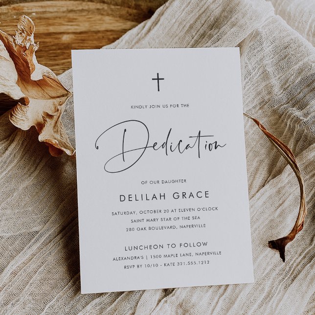 Modern Minimal Handwritten Script Baby Dedication Invitation (Creator Uploaded)