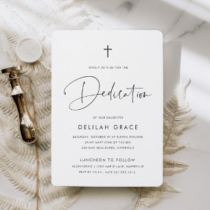 Modern Minimal Handwritten Script Baby Dedication Invitation