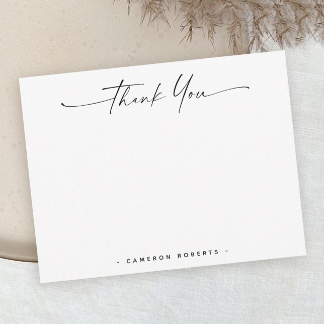 Modern minimal handwritten script blank thank you card (Creator Uploaded)
