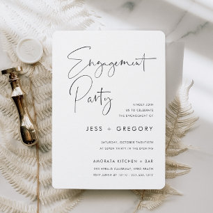 Modern Minimal Handwritten Script Engagement Party Invitation