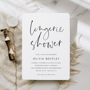 Modern Minimal Handwritten Script Lingerie Shower Invitation