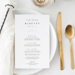 Modern Minimal Handwritten Script Wedding Menu<br><div class="desc">Designed to match our Inline wedding invitations. A beautiful typography based design with a minimalist feel,  featuring modern ash black handwritten script and classic serif lettering. Personalize with your menu items using eight custom text fields.</div>