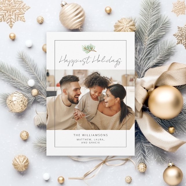 Modern Minimal Happy Family Photo  Holiday Card (Available in both printed and instant download digital formats.)