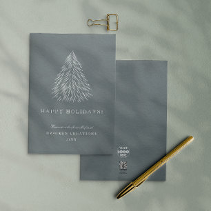Modern Minimal Happy Holidays Corporate Christmas Holiday Card