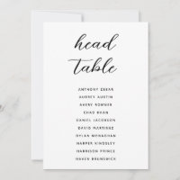 Modern Minimal Head Table Seating Chart Cards