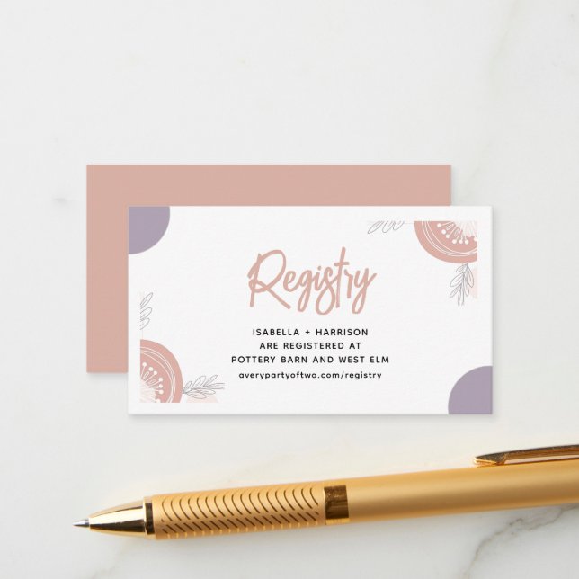 Modern Minimal Heart Boho Baby Shower  Enclosure Card (Front/Back In Situ)