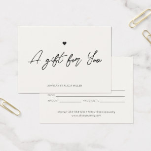 Modern Minimal Heart Business Gift Certificate