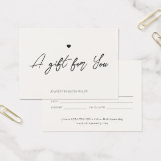 Modern Minimal Heart Business Gift Certificate