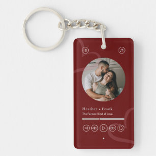 Modern Minimal Heart Music Player Photo Valentines Keychain