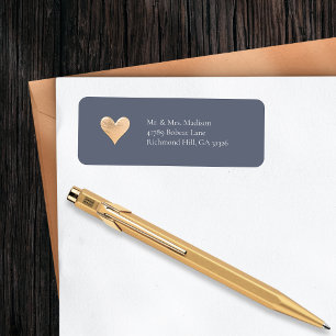 Modern Minimal Heart Navy Blue Return Address