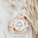 Modern Minimal Her Favourite Wedding Favour Classic Round Sticker<br><div class="desc">These Modern Minimalist Her Favourite wedding favour stickers are perfect for a minimalist wedding or a modern wedding. This simple design features a hand script font that is perfect for your event. Customizable all of the wording to be in any colour. You can also add any image, if you like!...</div>