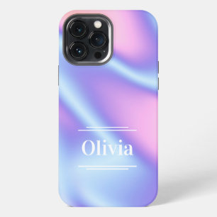 Modern minimal holographic gradient purple pink iPhone 13 pro max case