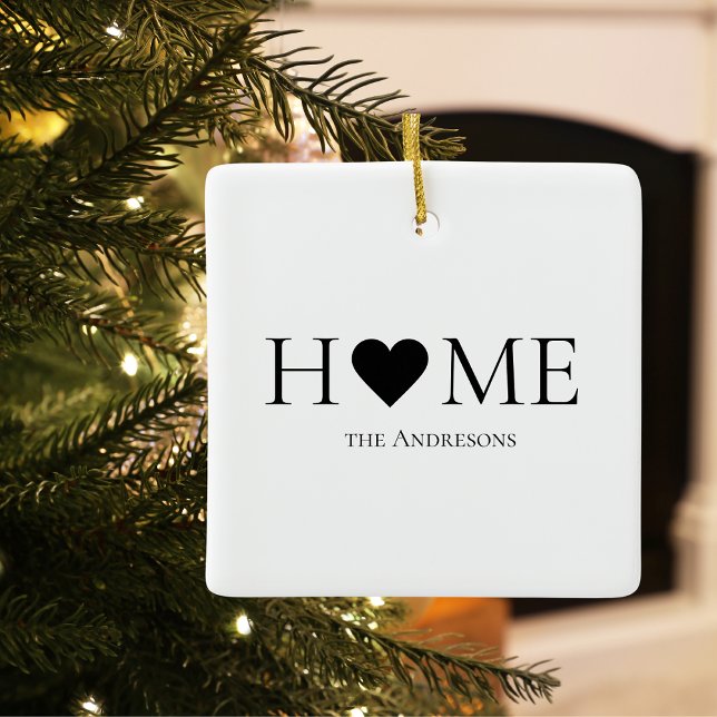 Modern Minimal Home Family Personalized Gift Ceramic Ornament (Creator Uploaded)