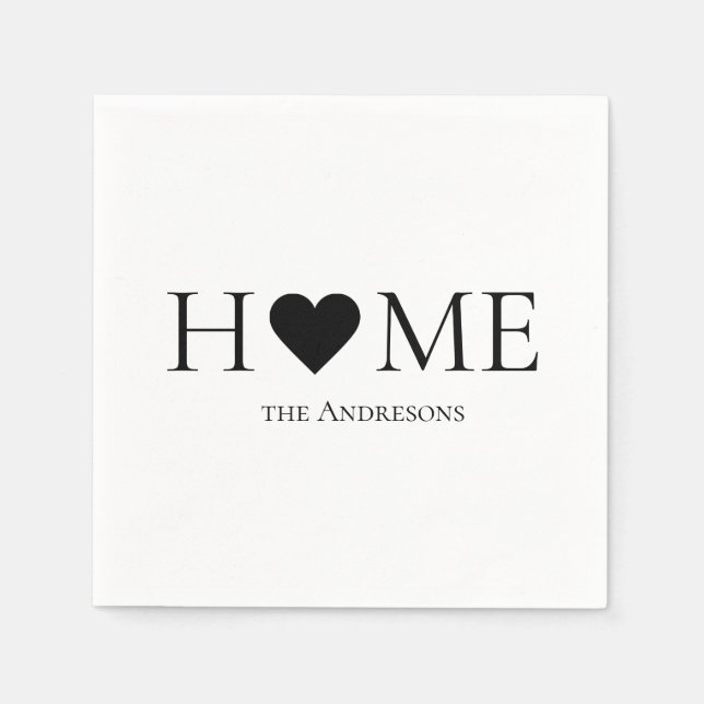 Modern Minimal Home Family Personalized Gift Napkin (Front)