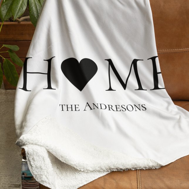 Modern Minimal Home Family Personalized Gift Sherpa Blanket (Creator Uploaded)