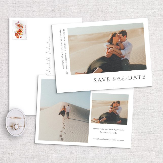 Modern Minimal Horizontal Photo Side Text Save The Date (Creator Uploaded)