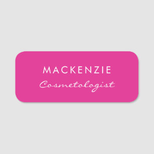 Modern Minimal Hot Pink Professional Employee Name Tag