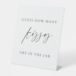 Modern Minimal How Many Kisses Shower Game Sign