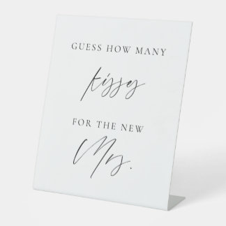 Modern Minimal How Many Kisses Shower Game Sign