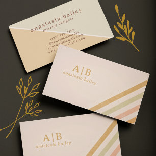 Modern Minimal Initials   Earthy Tone Boho Palette Business Card