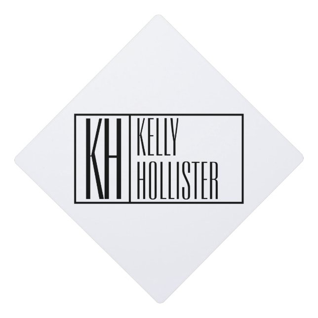 Modern Minimal Initials & Name Logo Graduation Cap Topper (Front)